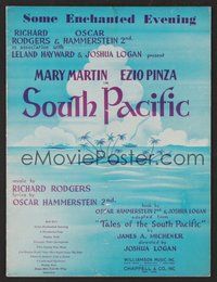6z928 SOUTH PACIFIC stage sheet music '49 Rodgers & Hammerstein, Some Enchanted Evening!