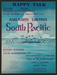 6z927 SOUTH PACIFIC stage sheet music '49 Rodgers & Hammerstein, Happy Talk!