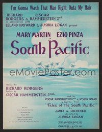 6z924 SOUTH PACIFIC stage sheet music '49 I'm Gonna Wish That Man Right Outa My Hair!