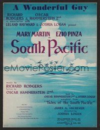 6z925 SOUTH PACIFIC stage sheet music '49 Rodgers & Hammerstein, A Wonderful Guy!