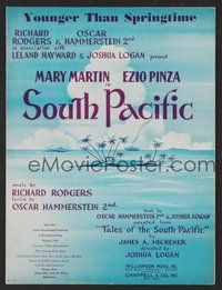 6z931 SOUTH PACIFIC stage sheet music '49 Rodgers & Hammerstein, Younger Than Springtime!