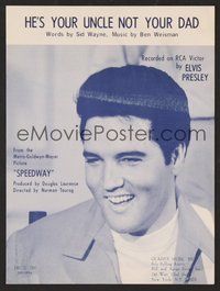 6z932 SPEEDWAY sheet music '68 great image of Elvis Presley, He's Your Uncle Not Your Dad!