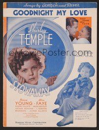 6z936 STOWAWAY sheet music '36 adorable Shirley Temple, Robert Young, Goodnight My Love!