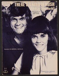 6z950 THERE'S A KIND OF HUSH sheet music '66 great early image of Karen & Richard Carpenter!