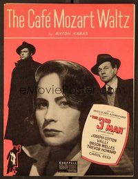 6z953 THIRD MAN sheet music '49 Orson Welles, Joseph Cotten & Alida Valli, The Cafe Mozart Waltz!