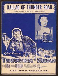 6z961 THUNDER ROAD sheet music '58 art of moonshiner Robert Mitchum, Ballad of Thunder Road!