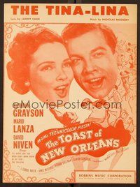 6z967 TOAST OF NEW ORLEANS sheet music '50 Mario Lanza, Kathryn Grayson, The Tina-Lina!