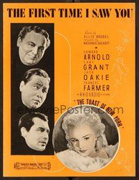 6z968 TOAST OF NEW YORK sheet music '37 Frances Farmer, Cary Grant, The First Time I Saw You!