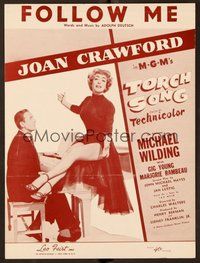 6z971 TORCH SONG sheet music '53 image of Joan Crawford sitting on piano, Follow Me!