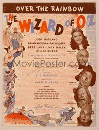 6z991 WIZARD OF OZ sheet music '39 Victor Fleming, Judy Garland classic, Over the Rainbow!