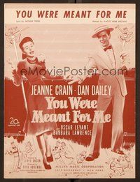 6z996 YOU WERE MEANT FOR ME sheet music '48 full-length Dan Dailey, pretty Jeanne Crain!