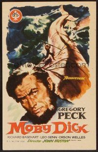 6z028 MOBY DICK Spanish herald '56 John Huston, great art of Gregory Peck & the giant whale!