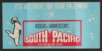 6z124 SOUTH PACIFIC special 8x17 '58 Rossano Brazzi, Mitzi Gaynor, Rodgers & Hammerstein musical!