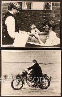 6z587 IF 6 11x14.25 stills '69 introducing Malcolm McDowell on motorcycle & downing liquor!
