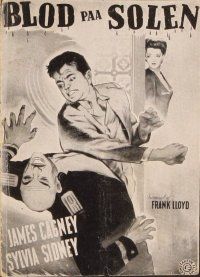 6z013 BLOOD ON THE SUN Danish program '45 cool artwork of James Cagney punching!