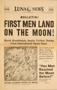 6z197 FIRST MEN IN THE MOON herald '64 Ray Harryhausen, H.G. Wells, cool newspaper design!