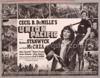 6z245 UNION PACIFIC herald '39 Cecil B. DeMille, Barbara Stanwyck, Joel McCrea & cool train art!