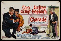 7a591 CHARADE Belgian '63 tough Cary Grant & sexy Audrey Hepburn!