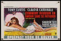 7a605 DON'T MAKE WAVES Belgian '67 Tony Curtis, art of super sexy Claudia Cardinale in bed!
