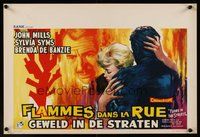 7a619 FLAME IN THE STREETS Belgian '61 John Mills, Sylvia Syms, interracial romance!