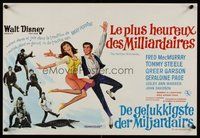 7a637 HAPPIEST MILLIONAIRE Belgian '67 Disney, artwork of Tommy Steele laughing & dancing!