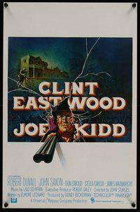 7a646 JOE KIDD Belgian '72 John Sturges, cool artwork of Clint Eastwood with shotgun!