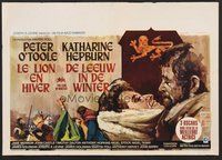 7a660 LION IN WINTER Belgian '68 Ray art of Katharine Hepburn & Peter O'Toole as Henry II!