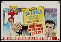 7a670 MEN THINK ONLY OF THAT Belgian '54 Yves Robert, wacky art of Louis De Funes & sexy girl!