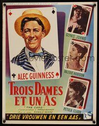7a692 PROMOTER Belgian '52 The Card, great playing card art of Alec Guinness, Glynis Johns!