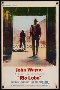 7a699 RIO LOBO Belgian '71 Howard Hawks, Give 'em Hell, John Wayne, great cowboy image!