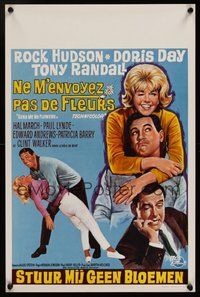 7a705 SEND ME NO FLOWERS Belgian '64 great art of Rock Hudson, Doris Day & Tony Randall!