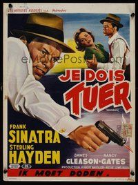 7a716 SUDDENLY Belgian '54 artwork of would-be Presidential assassin Frank Sinatra!