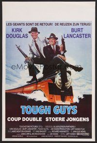 7a730 TOUGH GUYS Belgian '86 great artwork of partners in crime Burt Lancaster & Kirk Douglas!