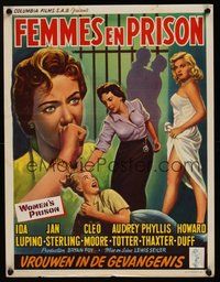7a745 WOMEN'S PRISON Belgian '55 Ida Lupino & super sexy convict Cleo Moore, sensational scandal!