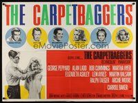 7a334 CARPETBAGGERS British quad '64 great close up of Carroll Baker biting George Peppard's hand!