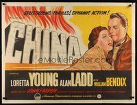 7a339 CHINA British quad '43 for every girl trapped, Alan Ladd kills a thousand Japanese!