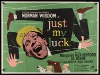 7a366 JUST MY LUCK British quad '57 Norman Wisdom, Margaret Rutherford, Jill Dixon!