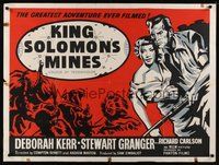 7a368 KING SOLOMON'S MINES British quad R60s Deborah Kerr & Granger stampeding African animals!