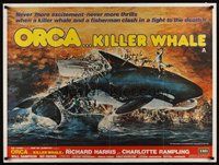 7a386 ORCA British quad '77 art of attacking Killer Whale by John Berkey, it kills for revenge!