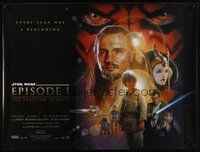 7a389 PHANTOM MENACE DS British quad '99 George Lucas, Star Wars Episode I, art by Drew Struzan!