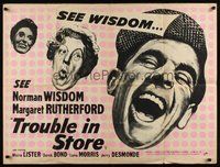7a407 TROUBLE IN STORE British quad '53 Norman Wisdom, the English clown prince of the screen!