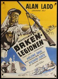 7a147 DESERT LEGION Danish '53 different Wenzel art of Alan Ladd in the French Foreign Legion!