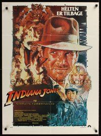 7a163 INDIANA JONES & THE TEMPLE OF DOOM Danish '84 different art of Harrison Ford by Struzan!