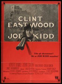 7a166 JOE KIDD Danish '72 John Sturges, cool artwork of Clint Eastwood with shotgun!