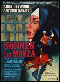 7a168 LADY OF MONZA Danish '69 her other love is God, Wenzel art of nun Anne Heywood!