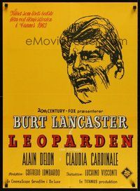 7a169 LEOPARD Danish '65 Luchino Visconti's Il Gattopardo, cool art of Burt Lancaster!
