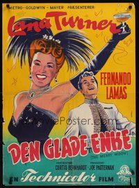 7a174 MERRY WIDOW Danish '53 different Gaston art of sexy Lana Turner & Fernando Lamas!
