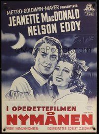 7a181 NEW MOON Danish '51 close up art of Jeanette MacDonald & Nelson Eddy by Gaston!