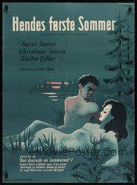 7a191 PRIMANERINNEN Danish '55 Ingrid Andree & Walter Giller, Stilling art of naked couple!