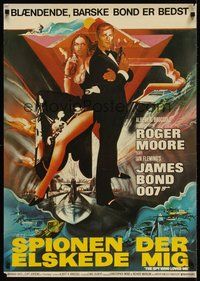 7a202 SPY WHO LOVED ME Danish '77 great art of Roger Moore as James Bond 007 by Bob Peak!